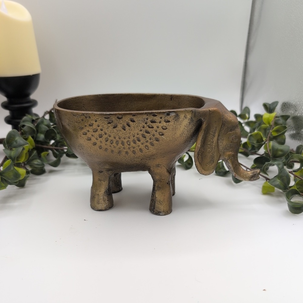 Anthropologie Ezzie Elephant Gilded Metal Planter Air Plant Succulents‎ Trinkets